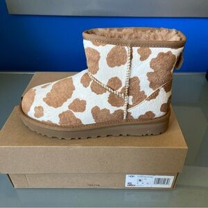 UGG Classic Mini Cow Print Brown/White Boots
